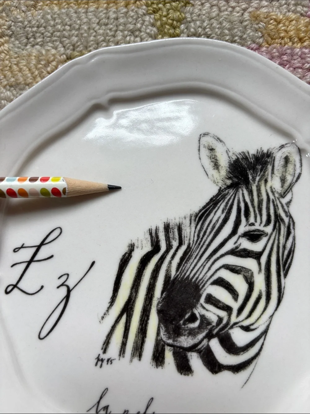 🦓 ZEBRA Very Rare Anthropologie Calligrapher Monogram Canape Plate Z La Zebra